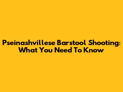Pseinashvillese Barstool Shooting: What You Need To Know
