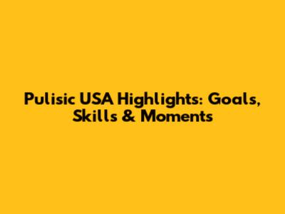 Pulisic USA Highlights: Goals, Skills & Moments