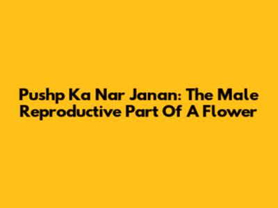 Pushp Ka Nar Janan: The Male Reproductive Part Of A Flower