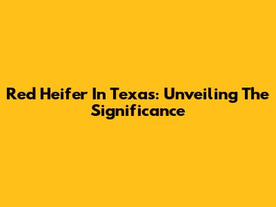 Red Heifer In Texas: Unveiling The Significance