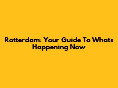 Rotterdam: Your Guide To What's Happening Now