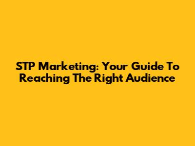 STP Marketing: Your Guide To Reaching The Right Audience