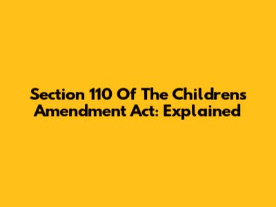 Section 110 Of The Children's Amendment Act: Explained