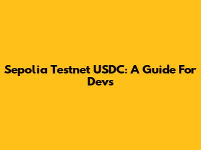 Sepolia Testnet USDC: A Guide For Devs