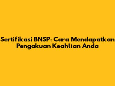 Sertifikasi BNSP: Cara Mendapatkan Pengakuan Keahlian Anda