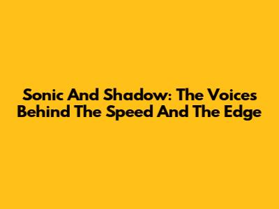 Sonic And Shadow: The Voices Behind The Speed And The Edge