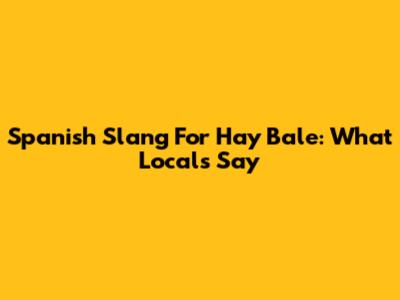 Spanish Slang For Hay Bale: What Locals Say