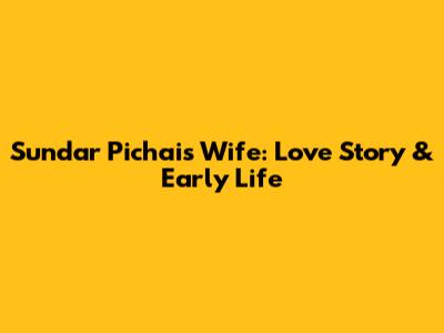 Sundar Pichai's Wife: Love Story & Early Life