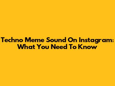 Techno Meme Sound On Instagram: What You Need To Know