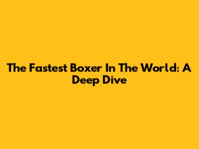 The Fastest Boxer In The World: A Deep Dive