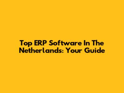 Top ERP Software In The Netherlands: Your Guide
