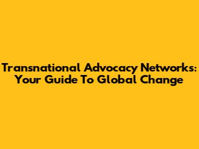 Transnational Advocacy Networks: Your Guide To Global Change
