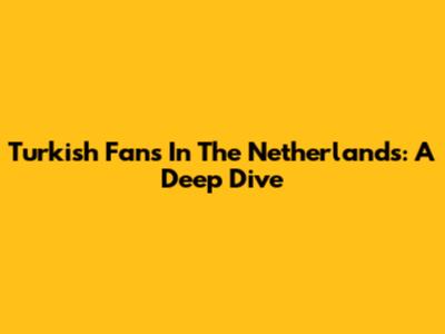 Turkish Fans In The Netherlands: A Deep Dive