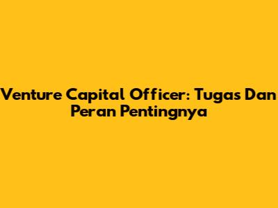 Venture Capital Officer: Tugas Dan Peran Pentingnya