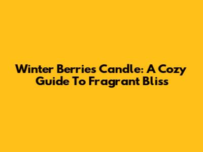 Winter Berries Candle: A Cozy Guide To Fragrant Bliss