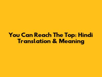 You Can Reach The Top: Hindi Translation & Meaning